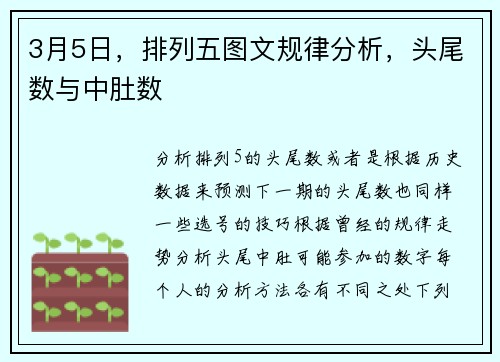 3月5日，排列五图文规律分析，头尾数与中肚数